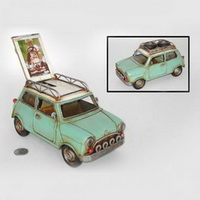 Ретро-автомобиль с фоторамкой "MINI COOPER " 1966 г. голубой с подставкой для фото Ретро-автомобиль с фоторамкой "MINI COOPER " 1966 г. голубой с подставкой для фото