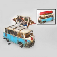 Ретро-автомобиль с фоторамкой "VW DELUXE MICROBUS " 1964 г. голубой с подставкой для фото Ретро-автомобиль с фоторамкой "VW DELUXE MICROBUS " 1964 г. голубой с подставкой для фото