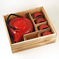 Набор чайный: чайник + 4 пиалы, красный Набор чайный: чайник + 4 пиалы, красный